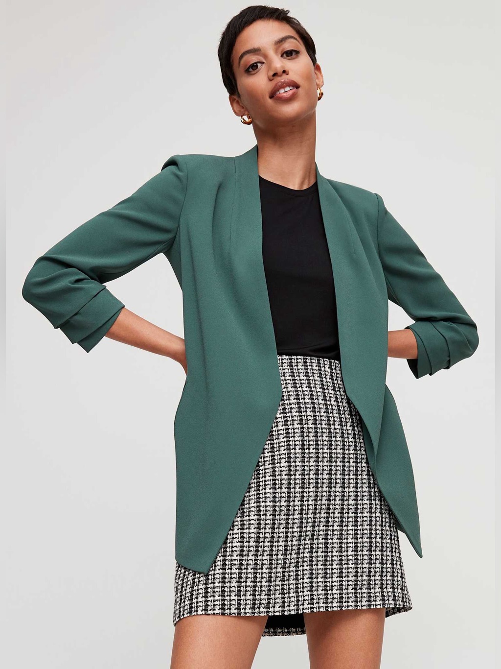 Aritzia Babaton Power Hip Blazer Open Front Blazer, Dionysus Green, Size 00